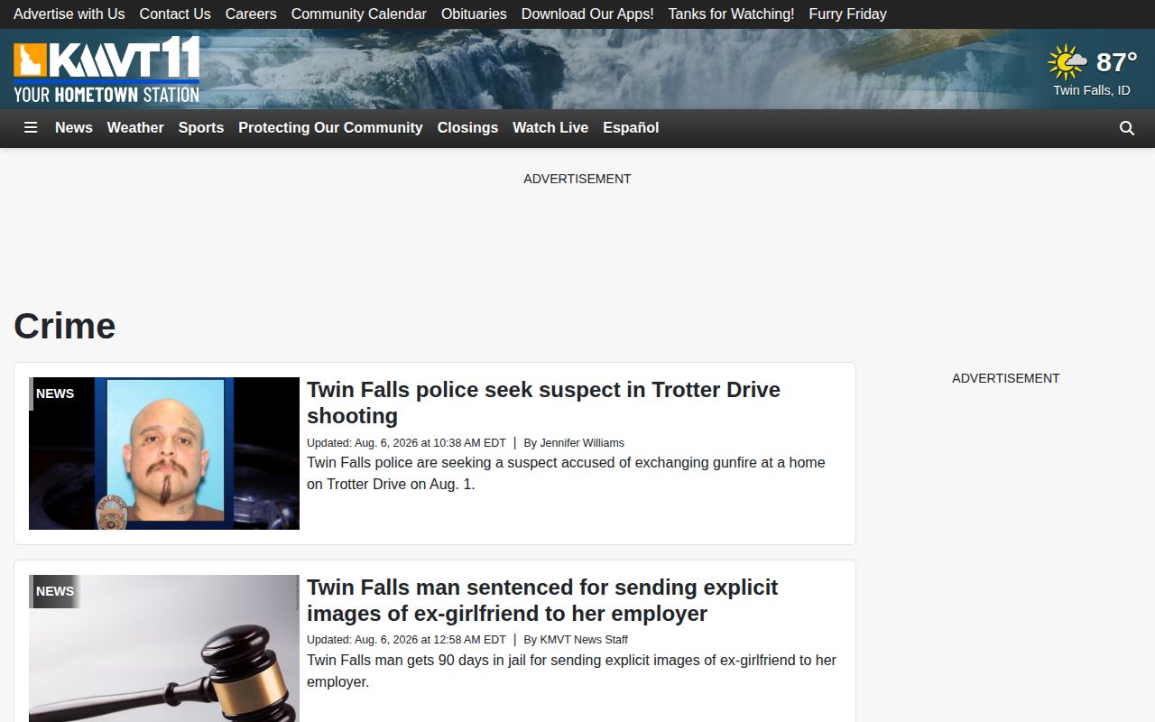 KMVT regional crime news source for Minidoka County arrest coverage