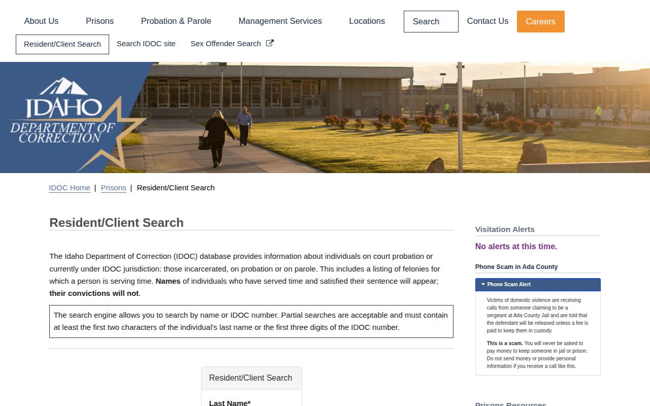 Idaho Department of Correction offender status search for Minidoka County follow-through